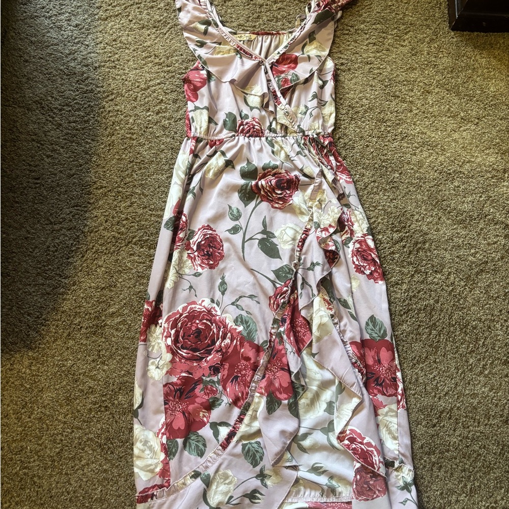 Indulge Rose Print Maxi Dress in Pink and Red